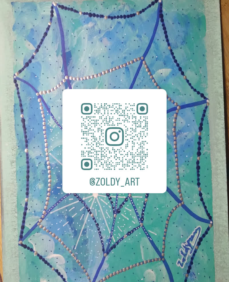 qrcode instagram Zoldy_art sur fond de peinture bleue "Lumière intérieure"